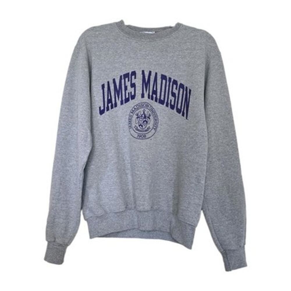 Y2K James Madison University Crewneck Sweatshirt Mens S Alumni USA Gray Champion